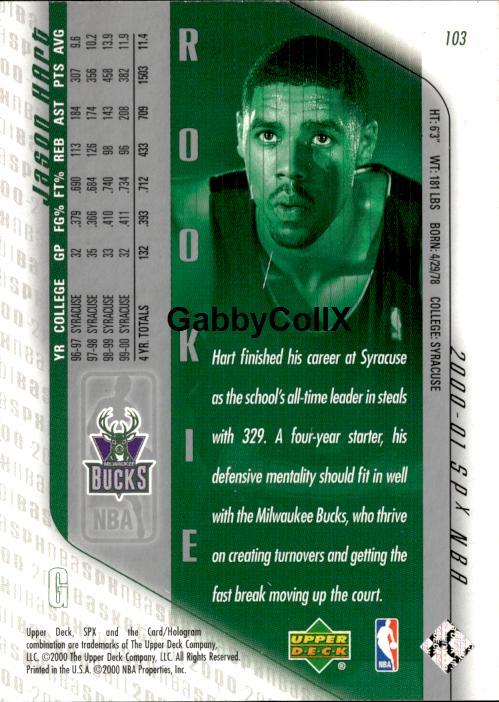 2000-01 SPx #103 Jason Hart #/2500 #ixz0 - Back