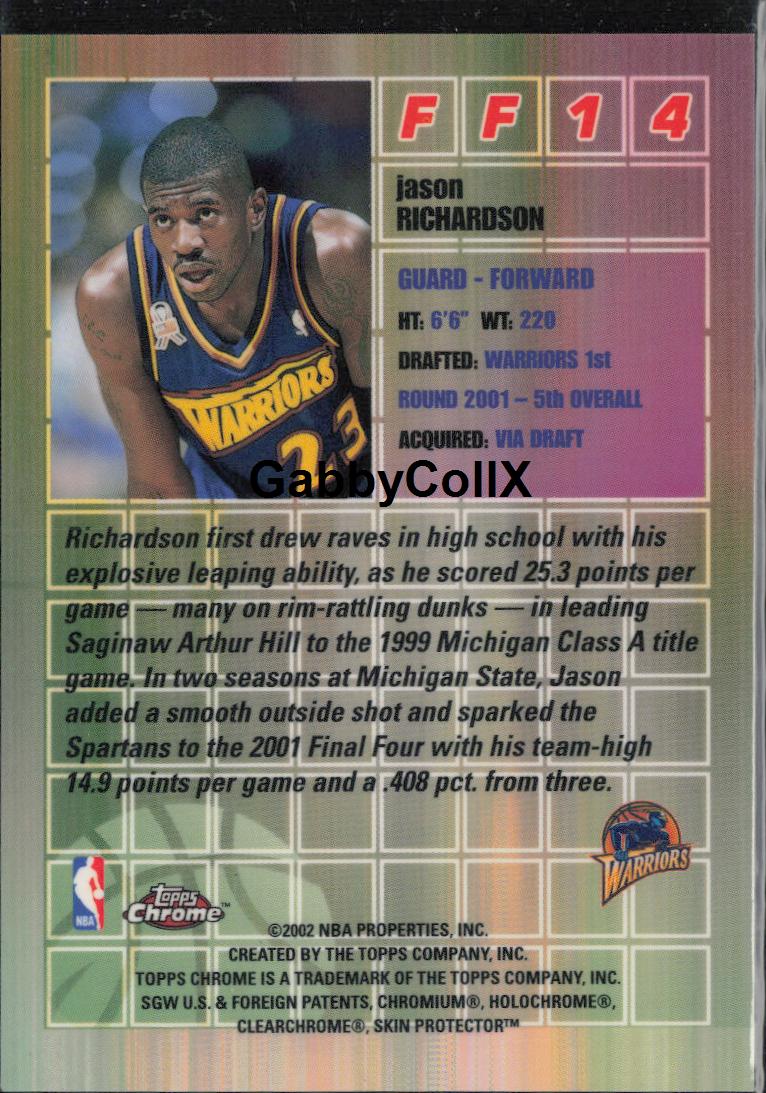2001-02 Topps Chrome #FF14 Jason Richardson Fast and Furious #moo4 - Back