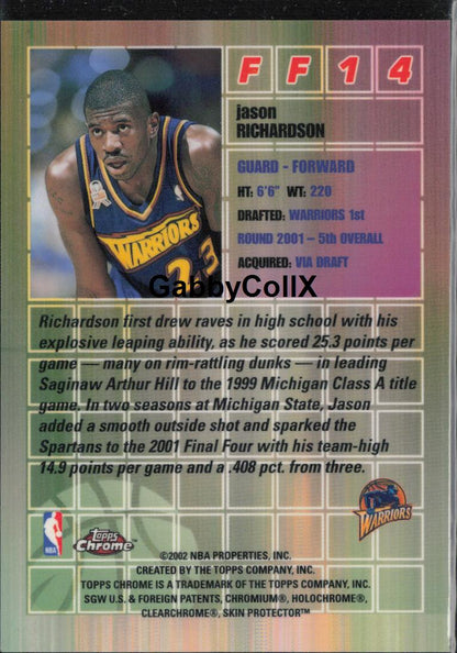 2001-02 Topps Chrome #FF14 Jason Richardson Fast and Furious #moo4 - Back