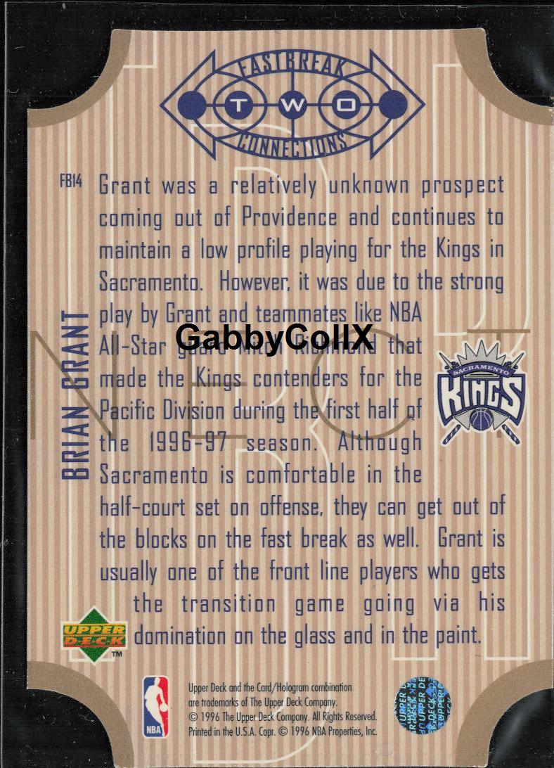 1996-97 Upper Deck #FB14 Brian Grant Fast Break Connections #moot - Back
