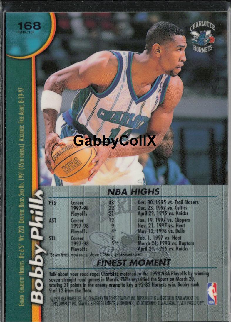 1998-99 Finest #168 Bobby Phills Refractors #mopj - Back