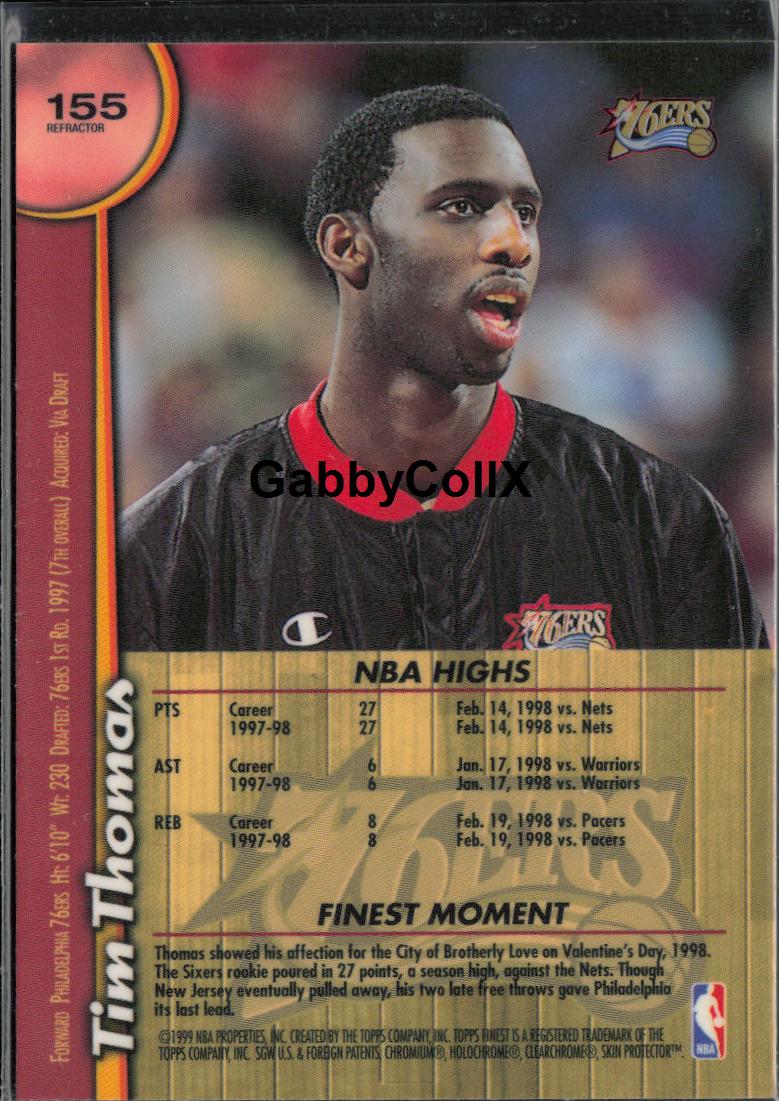 1998-99 Finest #155 Tim Thomas Refractors #mopo - Back