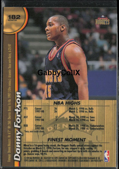 1998-99 Finest #182 Danny Fortson Refractors #mopv - Back