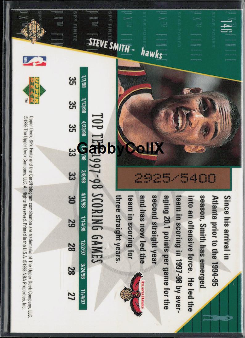 1998-99 SPx Finite #146 Steve Smith #/5400 #o4ef - Back