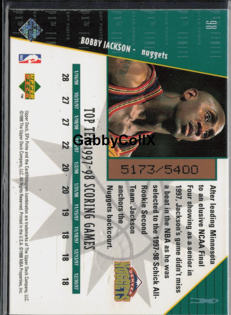 1998-99 SPx Finite #98 Bobby Jackson #/5400 #o4eh - Back
