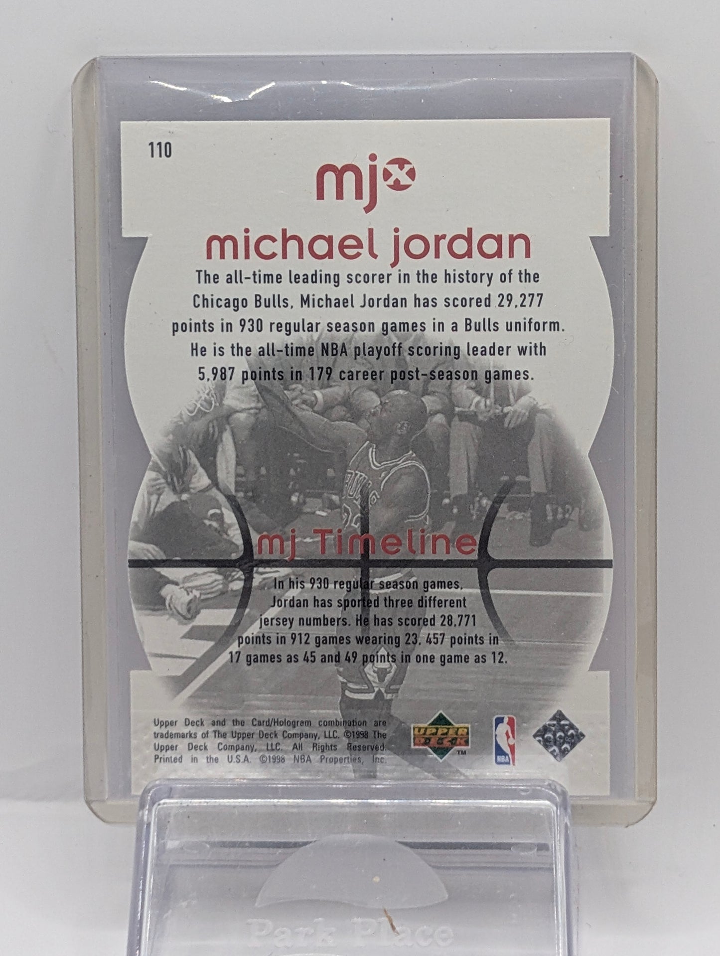 1998 Upper Deck MJx #110 Michael Jordan Timepieces Gold #/23 #7056 - Back