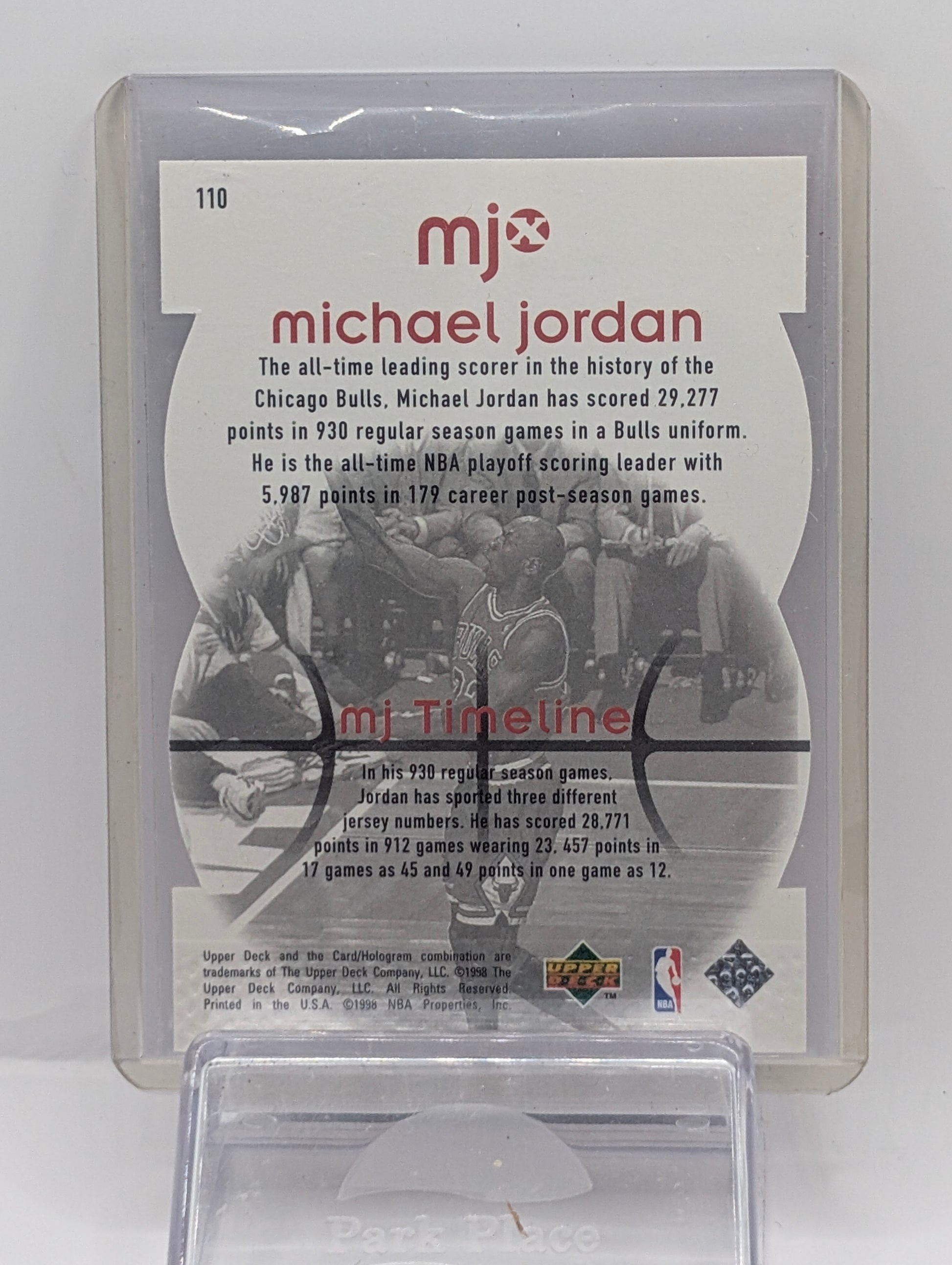 1998 Upper Deck MJx #110 Michael Jordan Timepieces Gold #/23 #7056 - Back