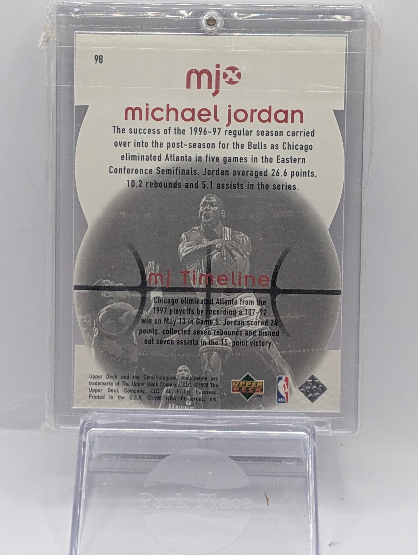 1998 Upper Deck MJx #98 Michael Jordan Timepieces Bronze #/230 #705a - Back