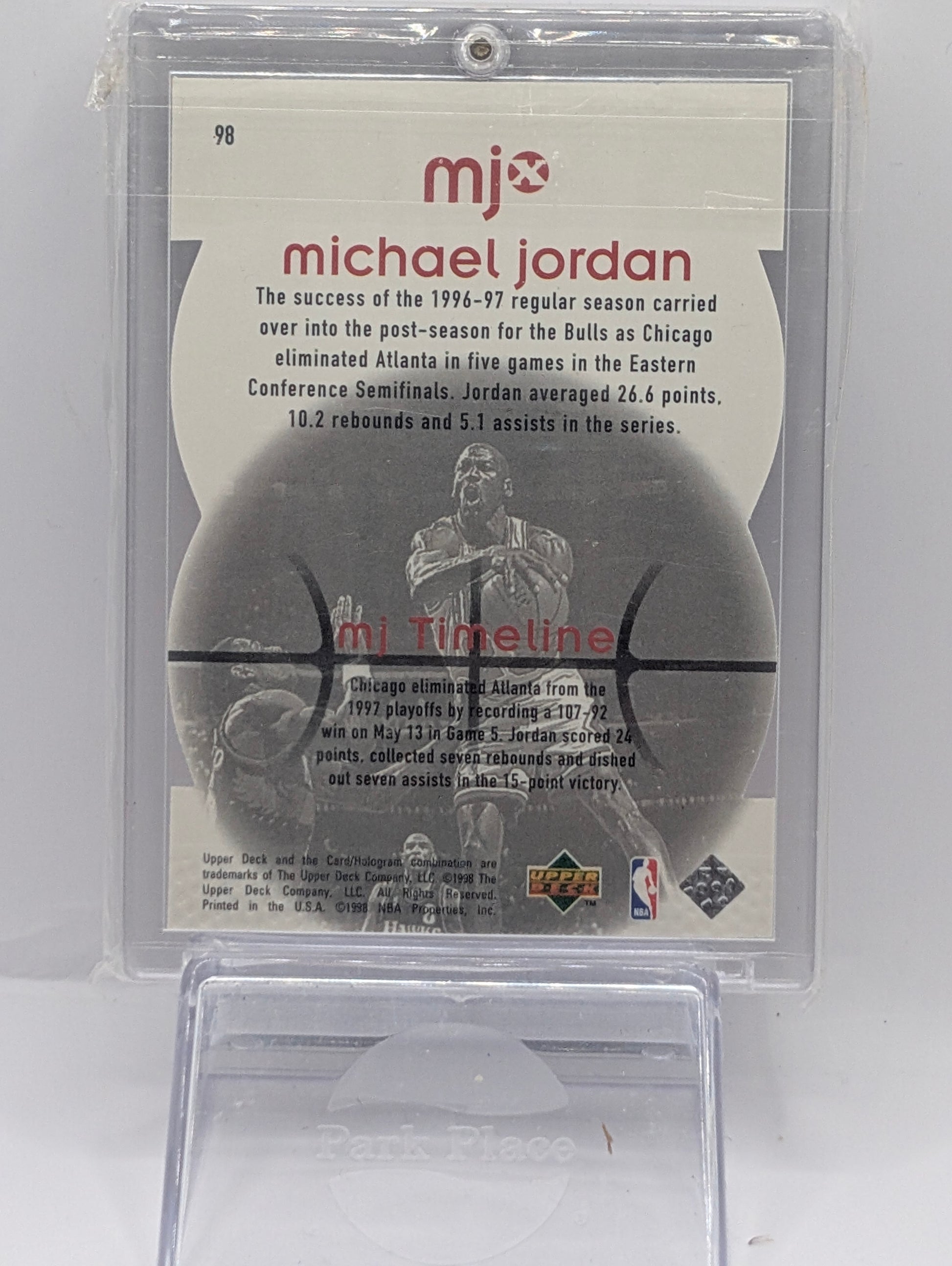 1998 Upper Deck MJx #98 Michael Jordan Timepieces Bronze #/230 #705a - Back