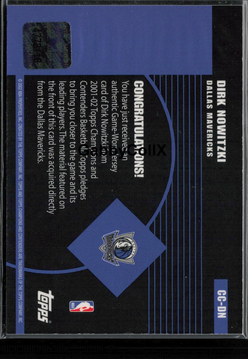 2001-02 Topps TCC #CC-DN Dirk Nowitzki Challenging the Champ #rczp - Back