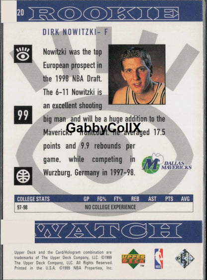 1998-99 Upper Deck #320 Dirk Nowitzki #rczs - Back