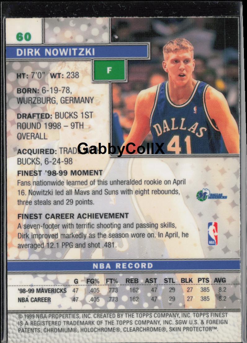 1999-00 Finest #60 Dirk Nowitzki #rd0u - Back
