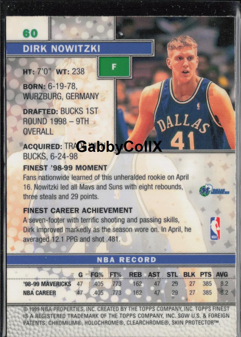 1999-00 Finest #60 Dirk Nowitzki #rd0x - Back