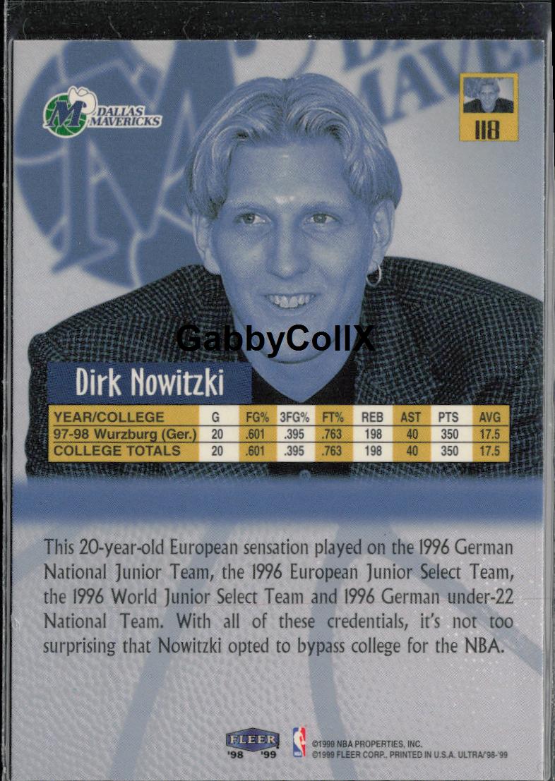 1998-99 Ultra #118 Dirk Nowitzki #rd21 - Back