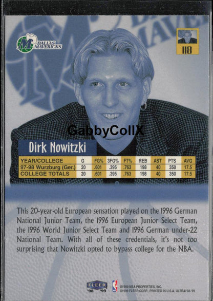 1998-99 Ultra #118 Dirk Nowitzki #rd21 - Back