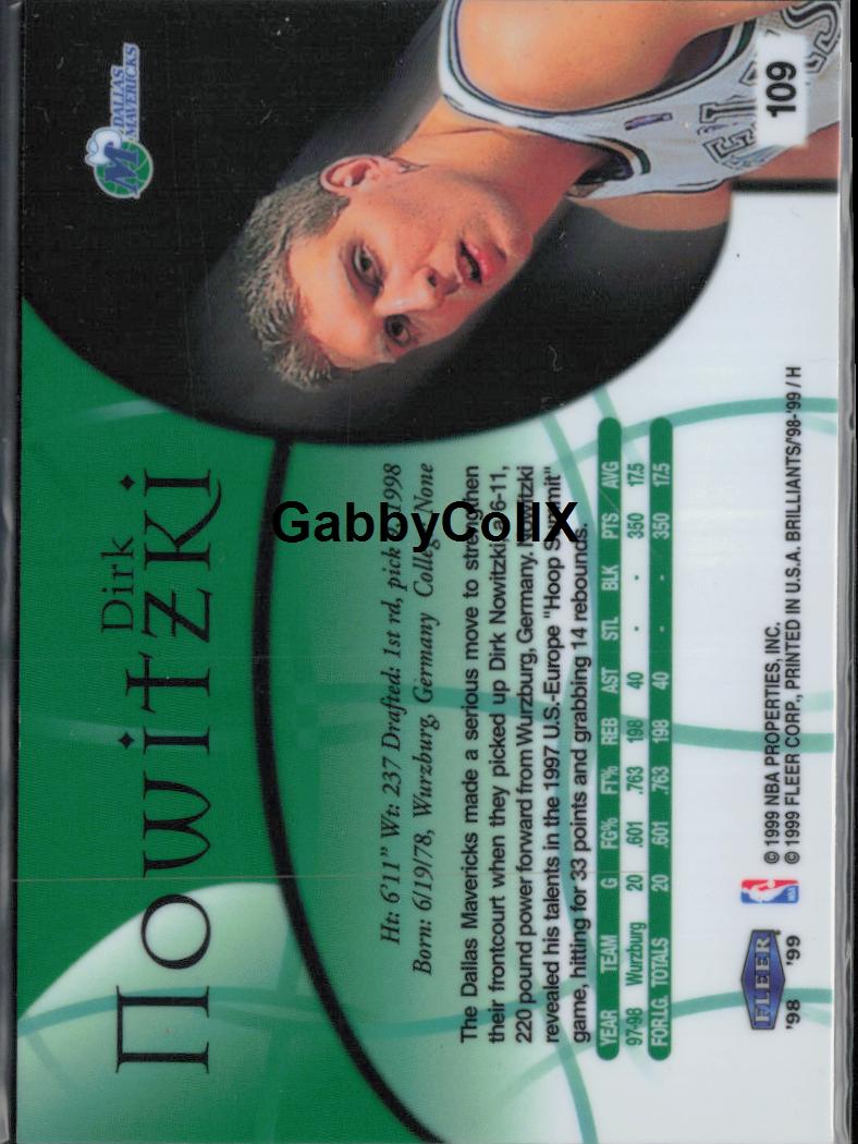1998-99 Fleer Brilliants #109 Dirk Nowitzki #rd2c - Back