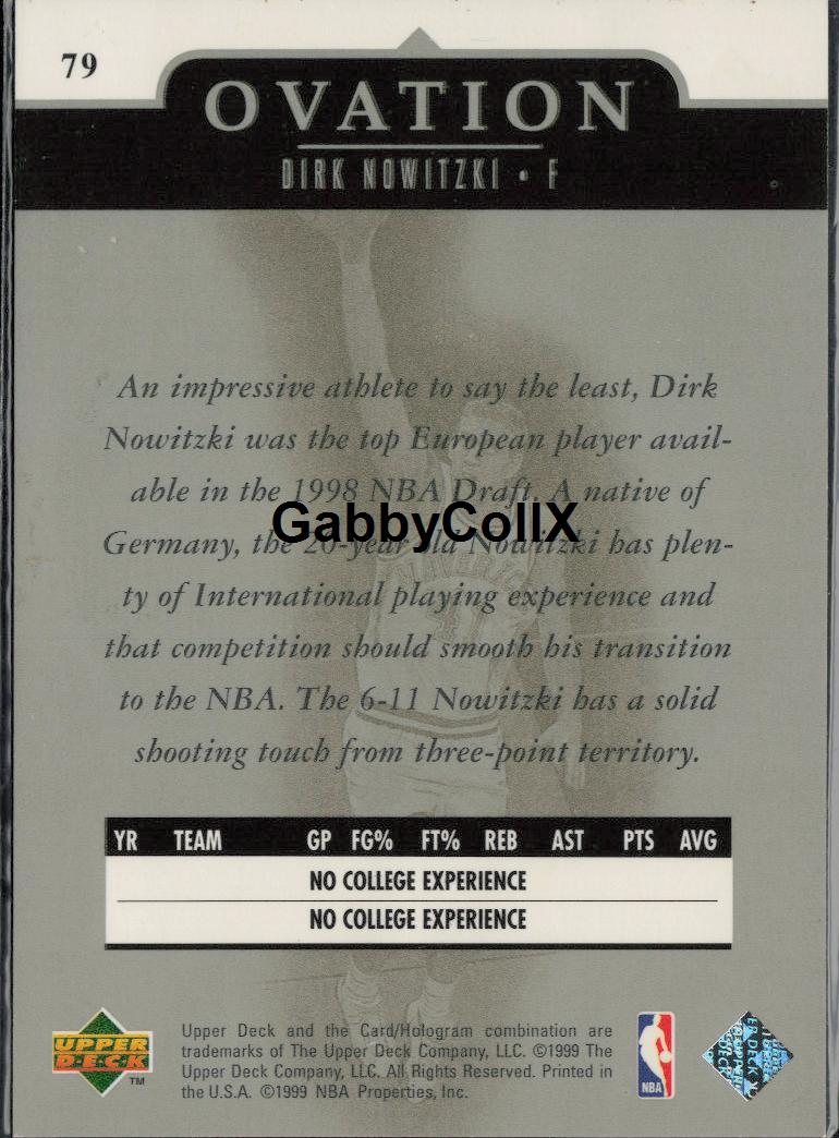 1998-99 Upper Deck Ovation #79 Dirk Nowitzki #rd34 - Back