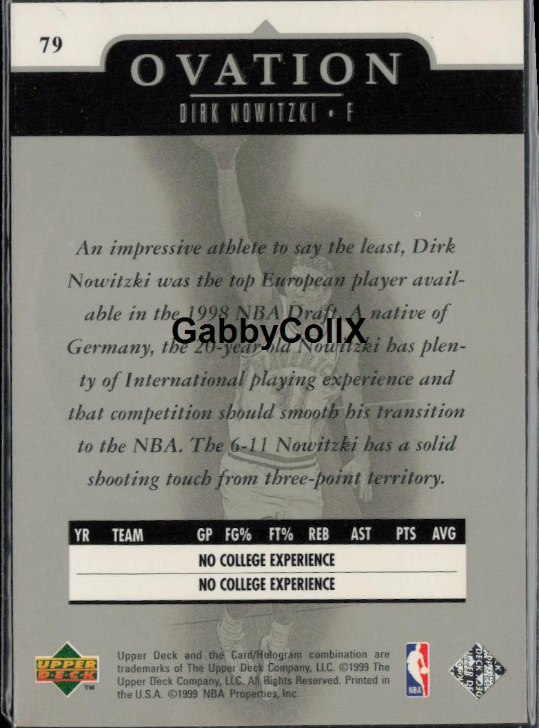 1998-99 Upper Deck Ovation #79 Dirk Nowitzki #rd3a - Back